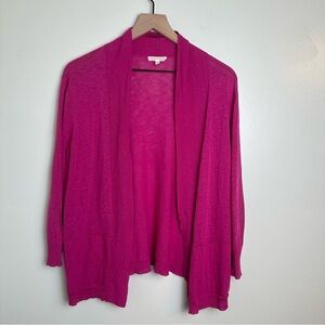 Eileen Fisher Lightweight ¾ Sleeve Open Cardigan Sweater, Size M, Pink